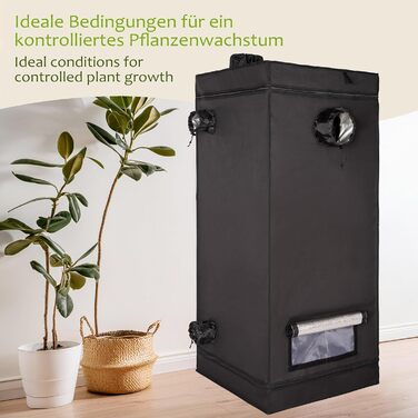 Гроубокс для вирощування рослин 90 x 90 x 180 см світлонепроникний з 5 входами з водонепроникним піддоном легкий у збиранні для вирощування в приміщенні