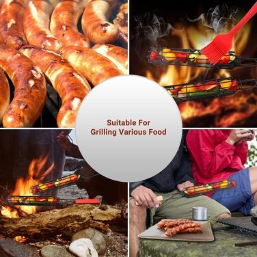 Кошик для гриля з нержавіючої сталі Bestargot Camping 304, кошик для гриля на дровах, кошик для гриля з 1 предметів з дерев'яною р