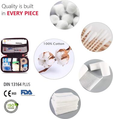 Аптечка першої допомоги, 200-штучний медичний компактний комплект для виживання з легкою жорсткою коробкою для автомобіля мотоцикл