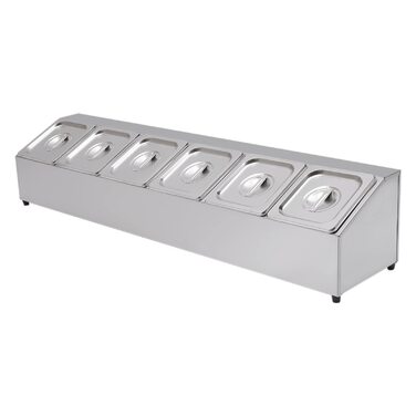 Контейнерів для інгредієнтів з сітки, контейнери для інгредієнтів з нержавіючої сталі, контейнери для гарнірів, барні контейнери, для ресторанів, магазинів хот-потів, магазинів молочного чаю, фруктових магазинів, 2 л x 6, 104 x 22,5 x 22 см, 6