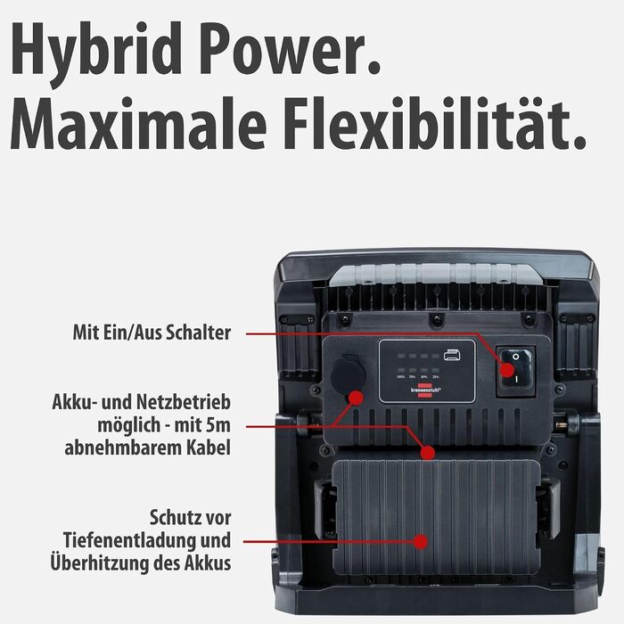 Професійний гібридний світлодіодний прожектор Brennenstuhl Professional Multi Battery 6050 MH 60Вт 6200лм