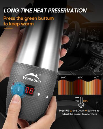 Чайник для автомобіля 12v, з контролем температури для кемпінгу, нержавіюча сталь всередині, швидке закипання, автоматичне відключ