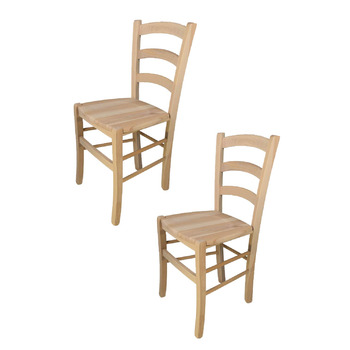 Комплект із 2 стільців Venezia для кухні та їдальні, міцний каркас з полірованої букової деревини, необроблене та 100 натуральне поліроване дерев&39яне сидіння. Комплект із 2 дерев&39яних стільців.