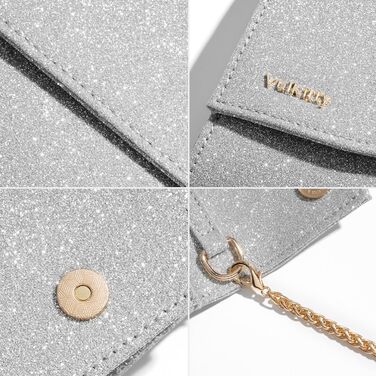 Вечірня сумочка-клатч для жінок, блискуча сумка через плече, жіноча сумочка на ланцюжку для вечірки, випускного, весілля, срібляста