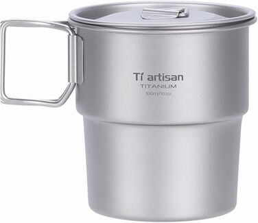 Кемпінгова кружка Tiartisan об&39ємом 300 мл з нержавіючої сталі з кришкою, що штабелюється, рюкзачна кружка, для походів на свіжому повітрі, герметична конструкція з гладким закругленим краєм, легка та компактна