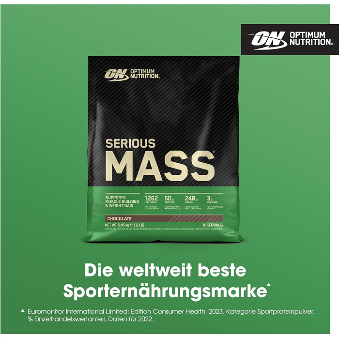 Гейнер для набору ваги Optimum Nutrition Serious Mass, порошок, шоколад, 5,45 кг (16 порцій)