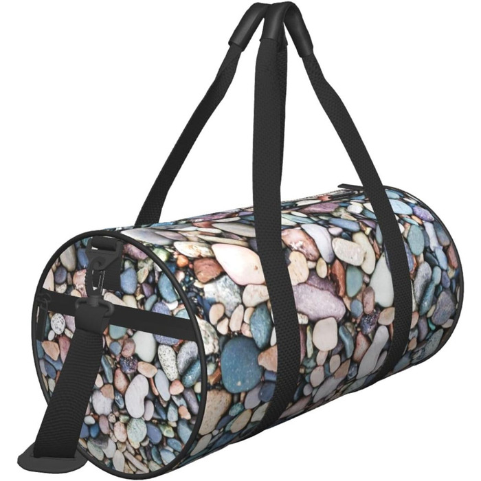 Спортивна сумка, дорожня сумка, пляжна сумка, кольорові камінці, сумка на ніч, чорна, універсальний розмір, сумка для подорожей