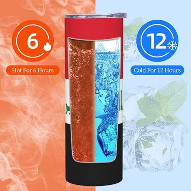 Кухоль з прямою трубочкою, дизайн іракський прапор, друкований, дорожній кухоль, підходить для кемпінгу, офісу та дому, 590 мл