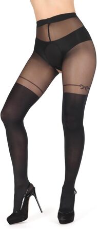 Сексуальні панчохи BANANALU, 20 DEN до стегна, з відкритою інтимною зоною та вирізом, чорний, XL