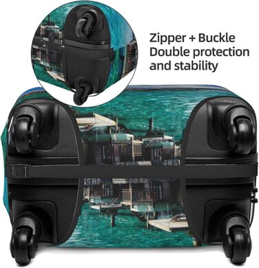 Чохол для валізи Морський пейзаж, еластичний захист від подряпин та пилу, чорний, розмір 85 см