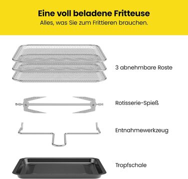 Багатофункціональна цифрова фритюрниця Chefman гриль, дегідратор, конвекція, 17 попередньо встановлених сенсорних екранів, сімейний розмір XL 10 л, автоматичне вимкнення, велике вікно огляду, чорний Великобританія