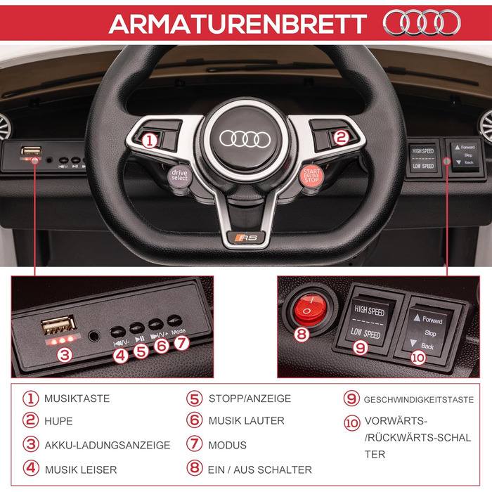 Дитячий електромобіль HOMCOM 12В дитячий електромобіль з пультом дистанційного керування 2.4G, музика, клаксон, електромобіль зі с