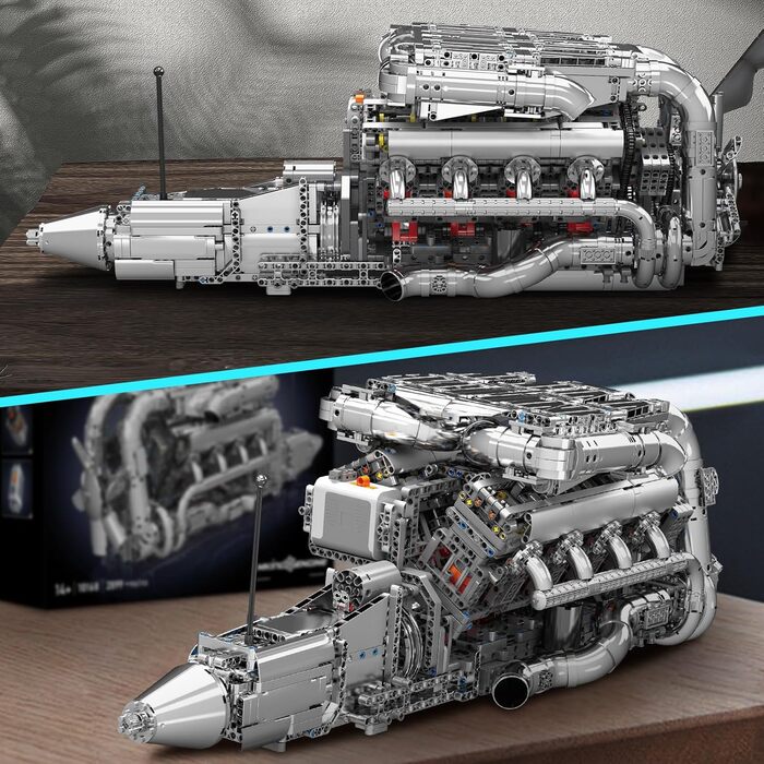 Двигун Mold King 10168 Technic V8, модель високотехнологічного двигуна з подвійним турбонаддувом на 2899 деталей, набір будівельни