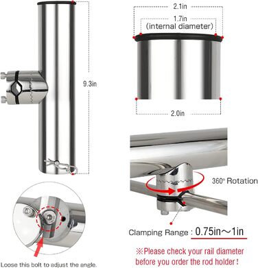 Тримачі для вудок з нержавіючої сталі для риболовлі, індивідуально закручений тримач для вудок, затискач для вудок, тримач для вудок для човна, тримач для вудок SUS316, 4 шт.