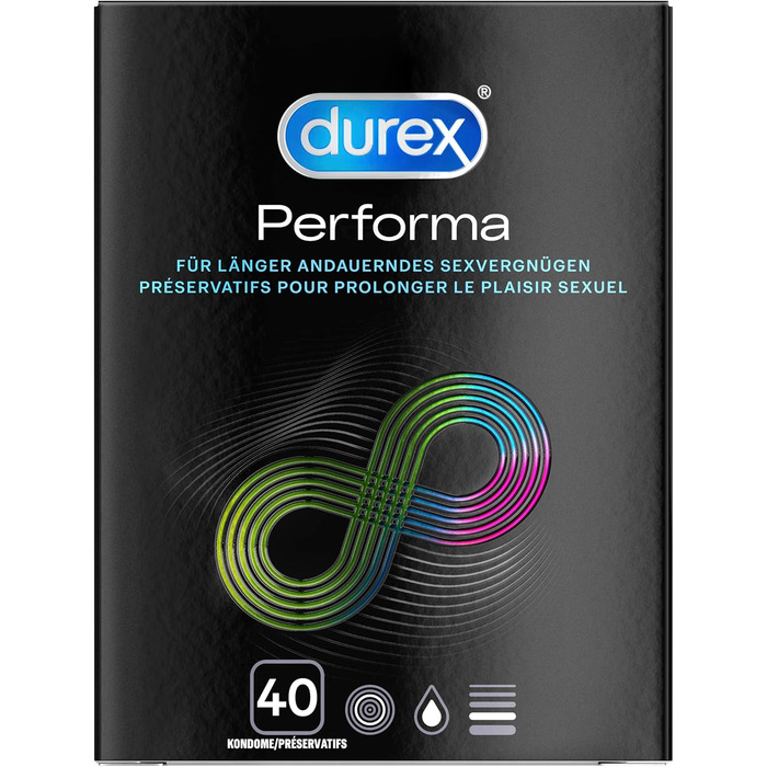 Захоплюючий еротичний набір Durex з презервативами Performa 40 шт. , Intense Orgasmic Gel 10мл та аксесуарами для пар