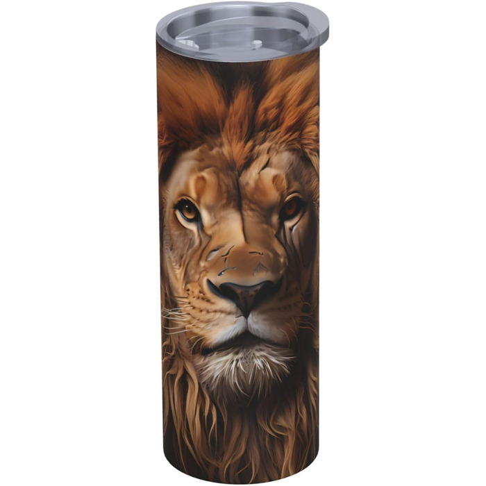 Кухоль з прямою трубочкою, дизайн The Lion&39s Gaze, 590 мл, дорожній кухоль, підходить для кемпінгу, офісу та дому