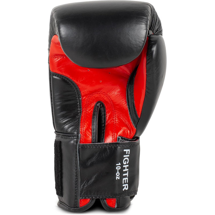 Боксерські рукавички BENLEE Fighter Leather 12 oz, чорні/червоні, одинарні