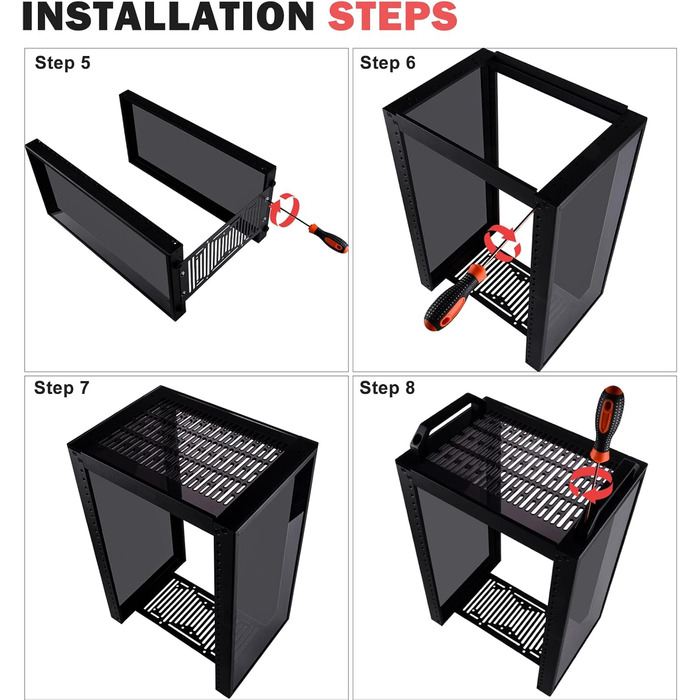 Дюймова серверна шафа, міні-стійка глибиною 200 мм з полицею та заглушкою, для NAS, AV та мережевого обладнання (чорна), 1, 8U 10-