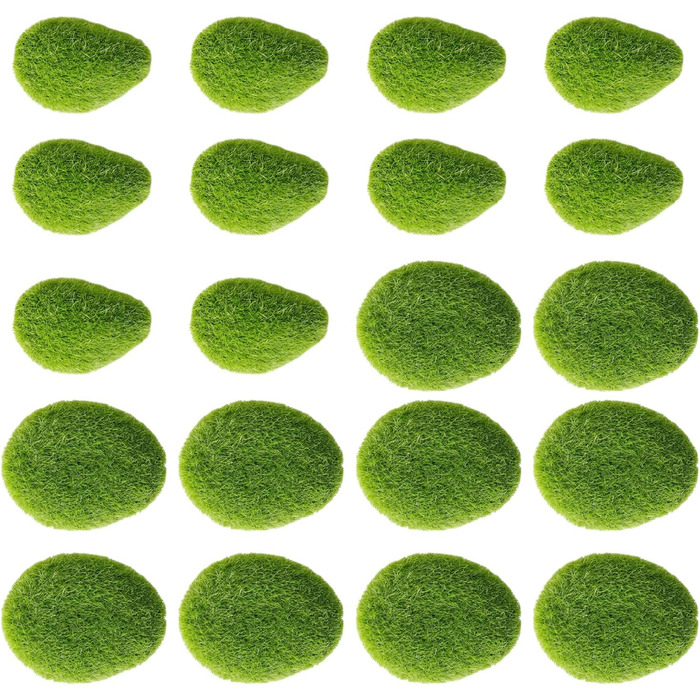 Кульки зі штучного моху. Камені із штучного моху. Камені із штучного моху. Кульки із зеленого моху. Прикраси з штучного моху для казкових садів, квіткових композицій, квіткових композицій, тераріумів і ремесел, 20 шт.