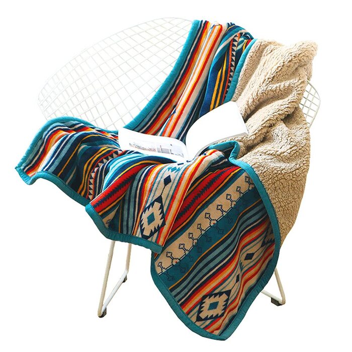 Плед Hggzeg з коралового флісу, пухнастий, м&39який плед для дивана, тепле покривало, різнокольоровий смугастий візерунок, дорожній плед для спальні, вітальні, офісу (кольорові смужки) кораловий 150 x 200 см