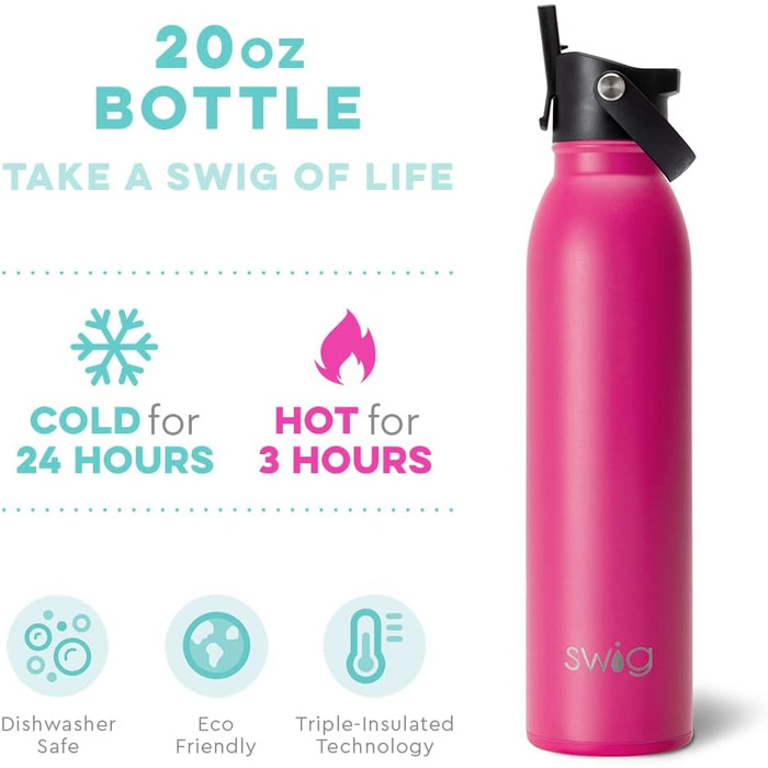 Ізольована пляшка для води Swig Life, дорожня пляшка для води з соломинкою та кришкою, пляшки для води з підсклянником, пляшка для