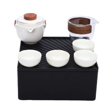 Набір для чаювання Кунг-Фу, портативний керамічний чайник з 4 міні-чашками, ідеальний для кемпінгу та подорожей