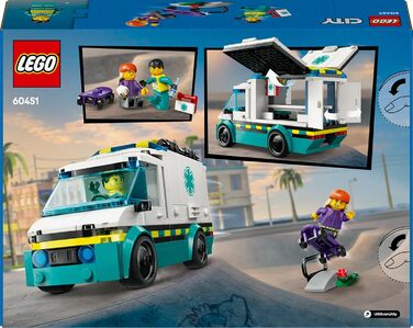 Конструктор LEGO City Ambulance Toy 60451, 184 деталі, іграшкова швидка допомога
