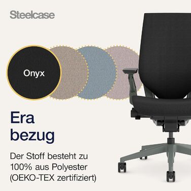 Ергономічне офісне крісло Steelcase Gesture з підлокітниками на 360 та 3D-функцією поперекової підтримки Live Back, колір Black Onyx, 66 x 62,5 x 104 см, без підголівника