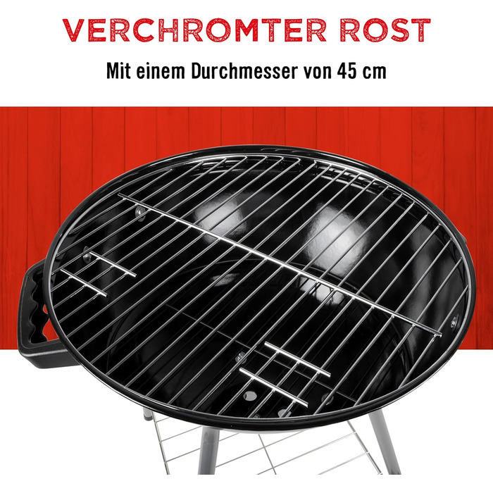 Набір для барбекю з кришкою - Вугільний гриль з попільником - Кулястий гриль діаметром 45 см