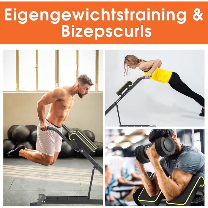 Тренажер для розгинання спини DH FitLife 5-в-1 для домашнього використання Тренажер для м&39язів живота та спини Лава для гіперекстензиї Складаний регульований римський стілець до 150 кг Багатофункціональна лава для згинань та лава для штанги