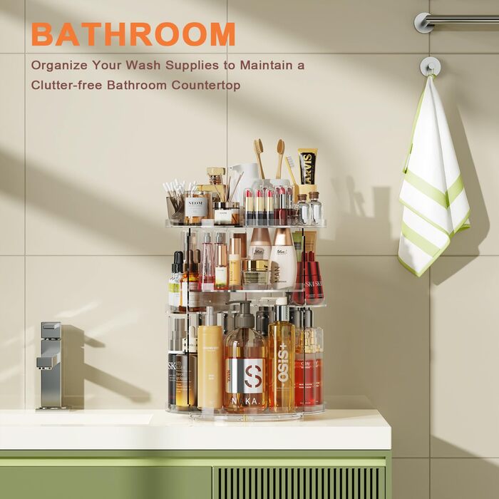 Організатор для косметики Auxmir Make Up, поворотний на 360 зберігання, макіяж-органайзер для комода туалетного столика система зб