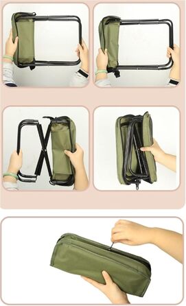 Портативний стілець для альпінізму та походів, складний стілець-рюкзак, маленький складний стілець, витримує до 150 кг, вуличний складний стілець із блискавкою для подорожей, кемпінгу, риболовлі (чорний, L) Великий чорний