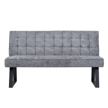 Лавка DUBI Furniture Clara 160 см з пружинною оббивкою Сучасна обідня лавка світло-сірого кольору М&39яка кухонна лавка з оббивкою 15 см та чорно-сірими металевими ніжками 160 см