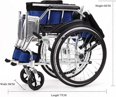 Складне крісло колісне, інвалідне крісло для людей похилого віку, надлегке крісло з алюмінієвого сплаву, крісло колісне з ручним складанням, легке подорожування, підходить для часу після виходу на пенсію