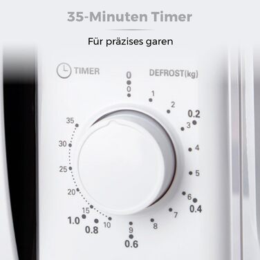 Ручна мікрохвильова піч Tower T24034WHT 20 літрів 700 Вт з 5 рівнями потужності та таймером на 35 хвилин - мікрохвильова піч біла