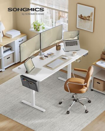 Електричний письмовий стіл SONGMICS з регульованою висотою, 160 x 70 см, безступінчасте регулювання, функція пам&39яті з 4 рівнями висоти, колір хмарно-білий LSD136W01 160 x 70 см
