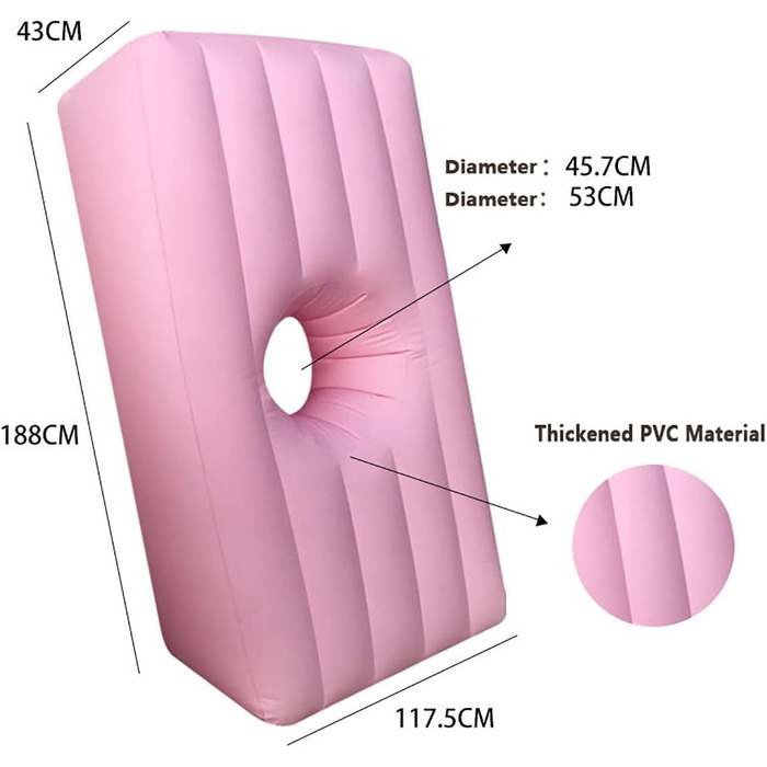 Надувне ліжко DESHVA BBL з отвором, бразильське ліжко для підйому сідниць з повітряним насосом, 183x1043см, ліжко з ПВХ після операції, рожево-рожеве