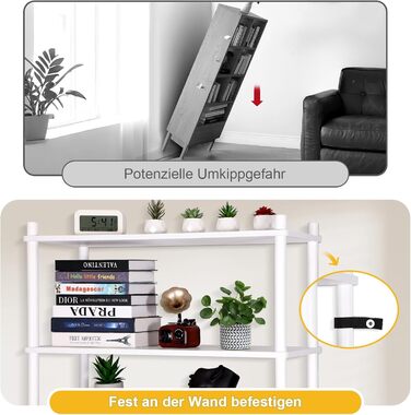 Полиця, Біла вузька книжкова шафа, Висока окремостояча полиця з 6 полицями, Дерев&39яна відкрита тонка кутова полиця для спальні та вітальні, 165 x 60 x 30 см Біла 6 полиць, 60 см (Ш)