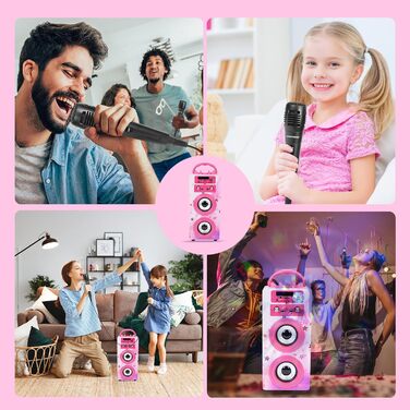 Караоке-система DYNASONIC 2 мікрофони Model 15 Lights, портативна, для дітей