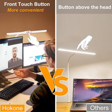 Світлодіодна настільна лампа, настільна лампа Hokone із затискачем, лампа на гусячій шиї потужністю 9 Вт із затемненням 5 колірних