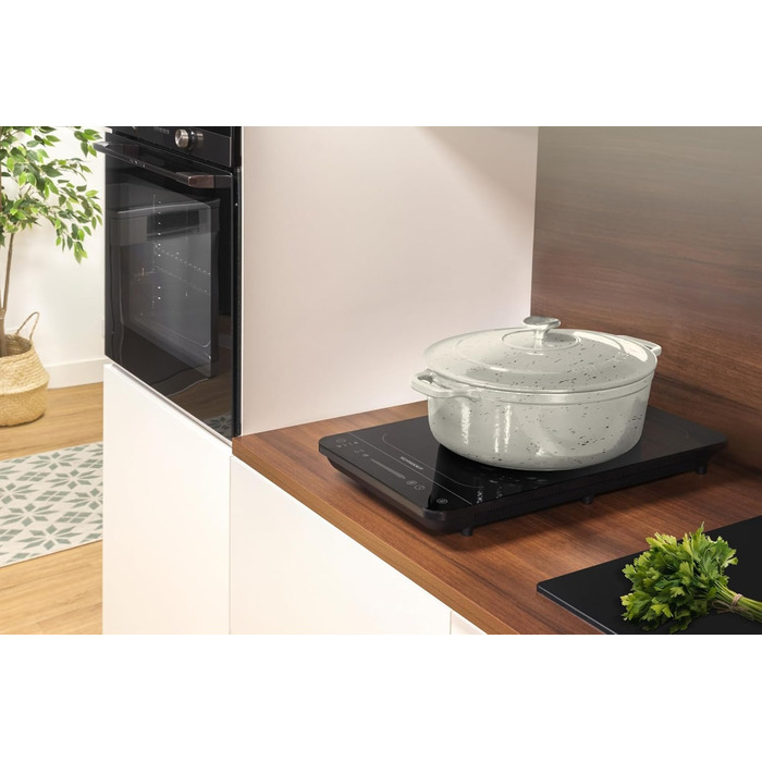 Мобільна індукційна варильна поверхня SCHNEIDER 2 пластини на 3500 Вт, змінна варильна поверхня, виявлення горщика та 10 рівнів, електрична варильна поверхня з таймером, блокування від дітей, захист від перегріву та дотику, чорна
