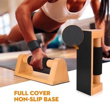 Нековзні турніки для віджимань Aka & Lou з бука, паралельні вправи для калістеніки, дерев&39яні ручки для віджимань, силові тренування, ергономічна рукоятка із захистом зап&39ястя та сумкою