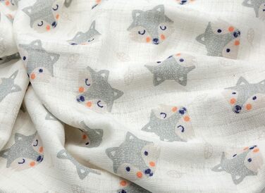 Муслінові серветки Clever Kids упаковка 5 лисичка світло-сіра та зірочки Oeko-TEX подвійне плетіння 70x80 серветки для відрижки (л