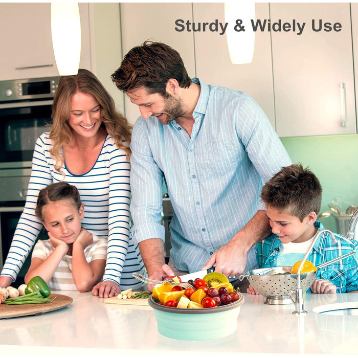 Складана силіконова миска для кемпінгу з кришкою, складний контейнер для зберігання їжі, кемпінгова миска, кухонні миски для подорожей, табору, походів, кухні, школи, використання на свіжому повітрі (42 унції)