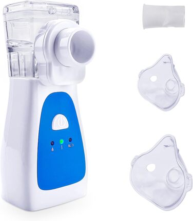 Інгалятор-небулайзер BellaHealth, портативний небулайзер для дітей та дорослих, набір інгаляторів з мундштуком та маскою, перезаряджається від USB (синій)