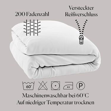 Чохол для обтяженої ковдри 135x200 см - 100 бавовняна постільна білизна - Білий - Зроблено в Португалії - Підковдра для терапевтичної ковдри - запобігає ковзанню 135 x 200 см Білий 1
