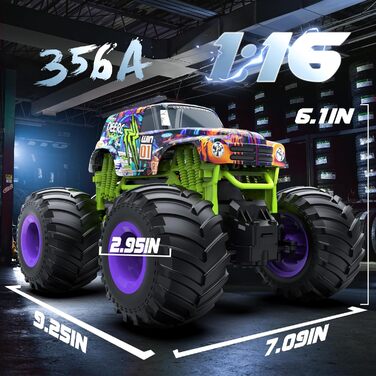 Машинка на дистанційному управлінні DEERC 116, позашляховик Monster Trucks 2.4 ГГц з великими шинами, 2 батареї 40 ігрових годин, подарунки на дистанційному управлінні для хлопчиків і дівчаток, дітей віком від 8 років і старше