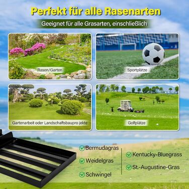 Гребінь для вирівнювання газону Garten L 2026, покращений, з нержавіючої сталі, з оптимізованим різьбовим зєднанням для запобігання ослабленню, регульований, для ґрунту, землі, догляду за газоном та ландшафтного дизайну 4525 см