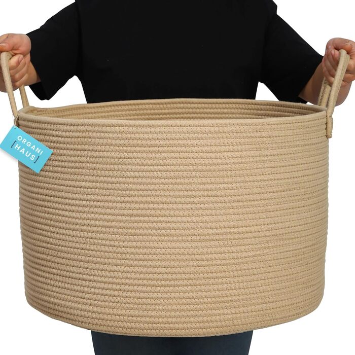 Кошик для зберігання OrganiHaus, кошик для іграшок, тканий бавовняний кошик для білизни з ручками, кошик для рушників для ванної к