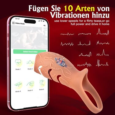 Вібратор-кільце DRAGOSTI для пеніса, 10 режимів вібрації, з APP-керуванням, для пар